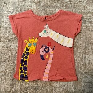 dip Kids Short Sleeve Tee in Coral with Animal Print 2T